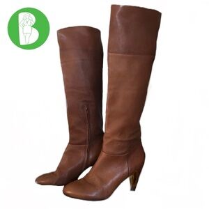 CYNTHIA VINCENT CHESTNUT BROWN LEATHER RIDING BOOTS W/HEEL (7)
